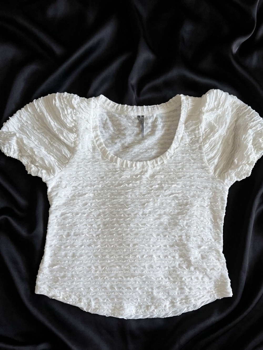 Anthropologie Textured Short Sleeve Top in White Like New